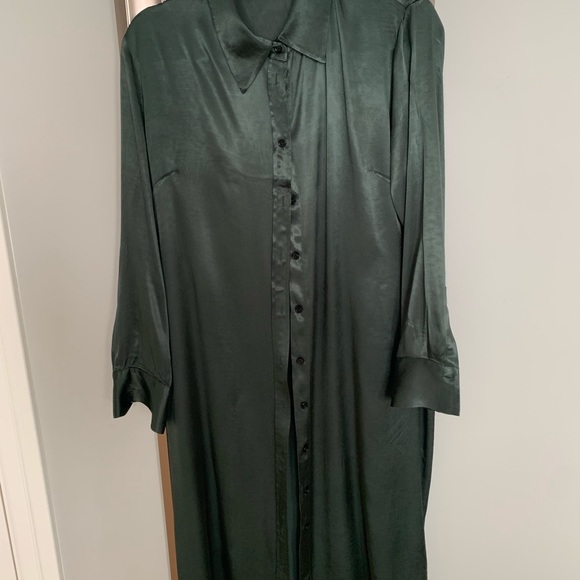 Rich hunter green satin effect button up dress XL - Picture 7 of 7
